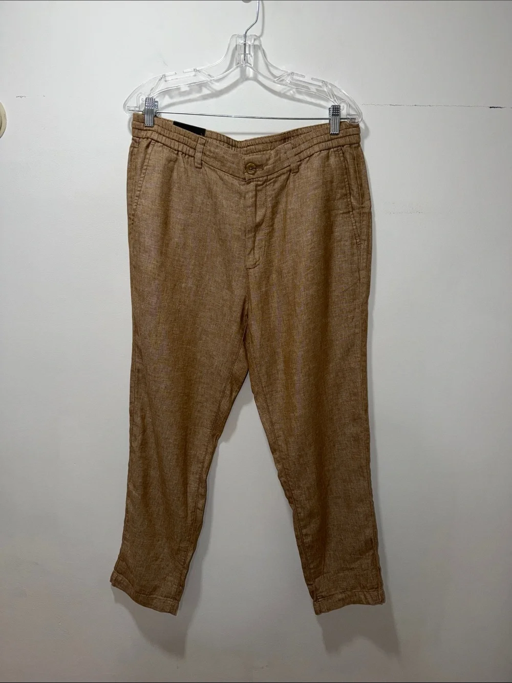 NWT Banana Republic Men’s Linen Blend Mason Athletic Tapered Fit TAN Pant 34x28
